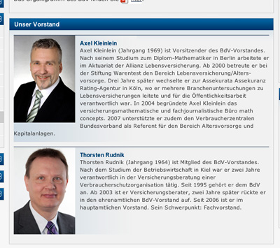 BdV-Vorstand: Screenshot von www.bundderversicherten.de vom Sonntag, den 24. März